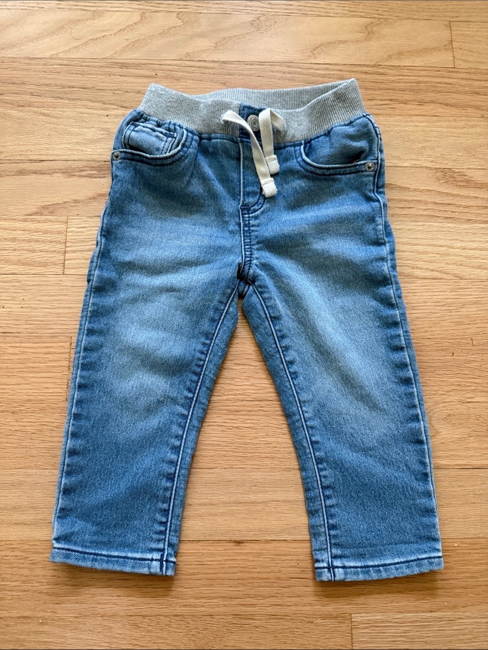 GAP Blue Denim Pull-On Joggers with Gray Waistband